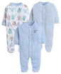 Bumzee Blue & White Baby Boys Full Sleeves Sleepsuit Pack Of 3 (Peb325B-Blu.Wht)