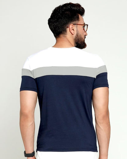 Noble Monk Men Regular Fit T-Shirt | Round Neck | Half Sleeve | Self Design | Casual T Shirt For Men