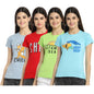 Preneum Womens Cotton Regular Fit Latest Graphic Stylish Printed Short Sleeves Casual T-Shirt || Latest Trendy & Style (Pack 4)
