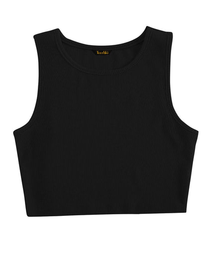 Toochki Tops for Woman | Spandex Top | Crop | Short | Western | for Jeans | Sleeveless | Stretchable Black
