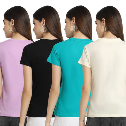 Preneum Womens Cotton Regular Fit Latest Graphic Stylish Printed Short Sleeves Casual T-Shirt || Trendy Design & Stylish (Pack