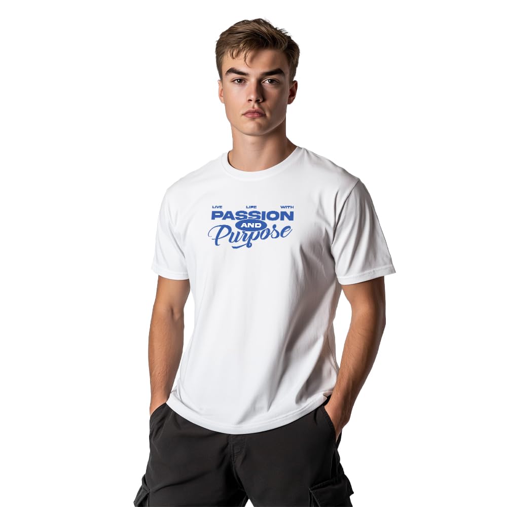 Nobero MenS Typographic Printed Regular Fit T-Shirt (1M-Twts-C1059_White_1