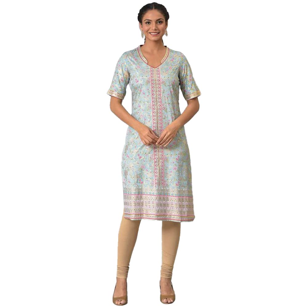 Aurelia Women's Viscose Regular Kurta (22AUA12652-504817_Blue