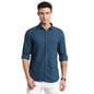 Turtle Men Cotton Lyocell Navy Blue Striped Slim Fit Full Sleeve Casual Shirt