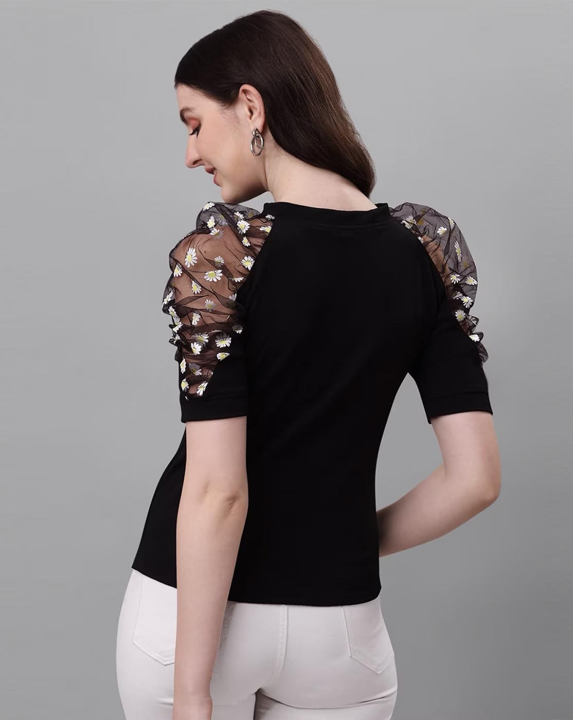 Noble Monk WomenS Solid Stretchable Top | Round Neck Half Sleeve | Regular Fit Top For Women
