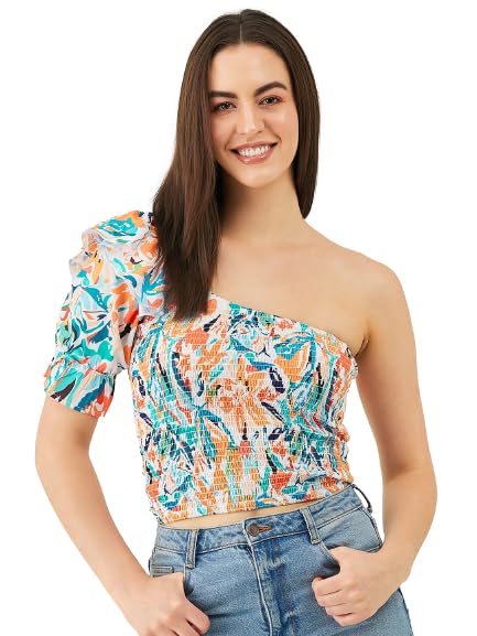 Modeve Women Smart Fit Floral One Shoulder Top