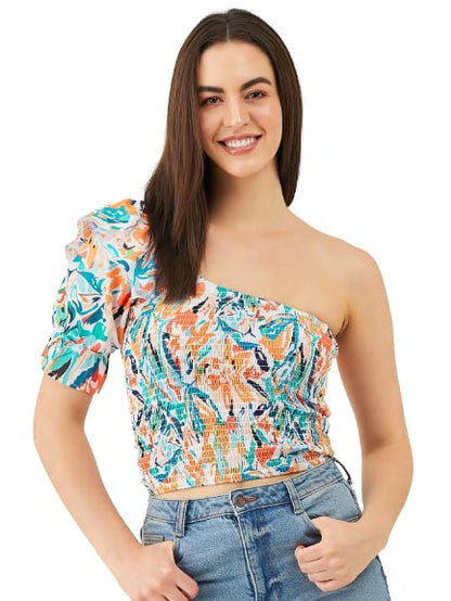 Modeve Women Smart Fit Floral One Shoulder Top
