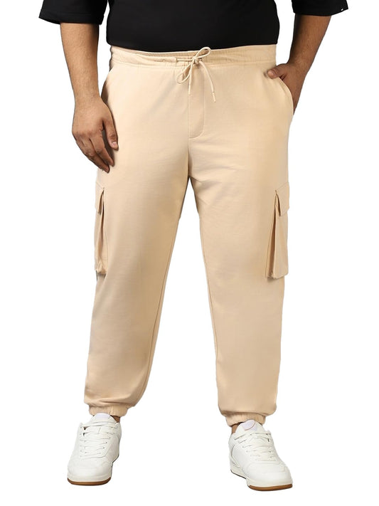 Bewakoof Air 1.0 Mens Solid Oversized Plus Size Joggers_604211_Brown_6XL