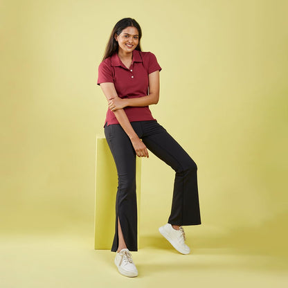 BlissClub Women The Last tee | Stays New for 750+ Days |10X Durable Polo Neck tee | Womens t-Shirt | Short Sleeves | Hip Coverin