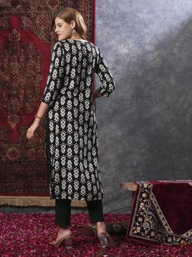ANNI DESIGNER Women's Cotton Blend Printed Straight Kurta With Pant Co-Ord Set