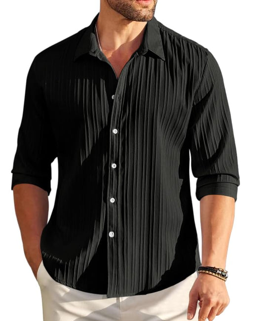 ROYALSCOUT Mens Cotton Blend Full Sleeve Short Kurta Featuring Mandarin Collar Perfect for Ethnic Styling, Work Gatherings, or