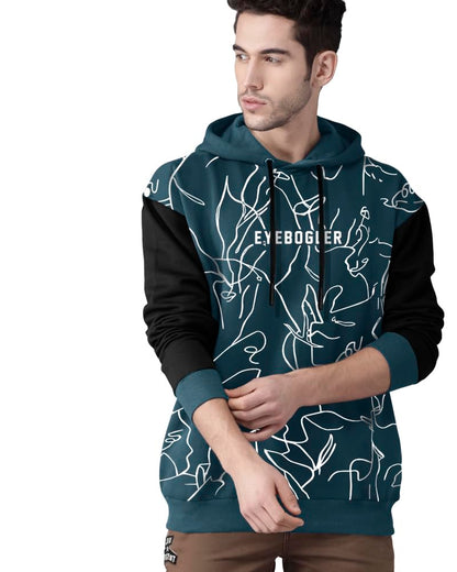Eyebogler MenS Printed Cotton Blend Hooded Neck Full Sleeves Sweatshirt