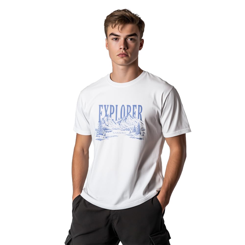 Nobero MenS Graphic Printed Regular Fit T-Shirt (1M-Twts-C1080_White