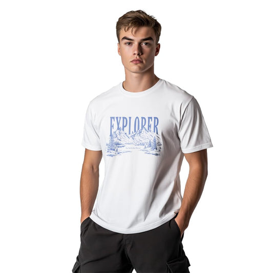 Nobero MenS Graphic Printed Regular Fit T-Shirt (1M-Twts-C1080_White