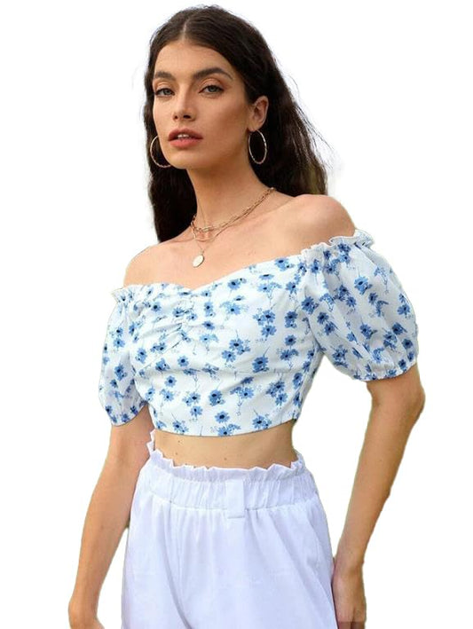 Kotty WomeS Off Shoulder Neck Regular Fit Solid Top Multicolour