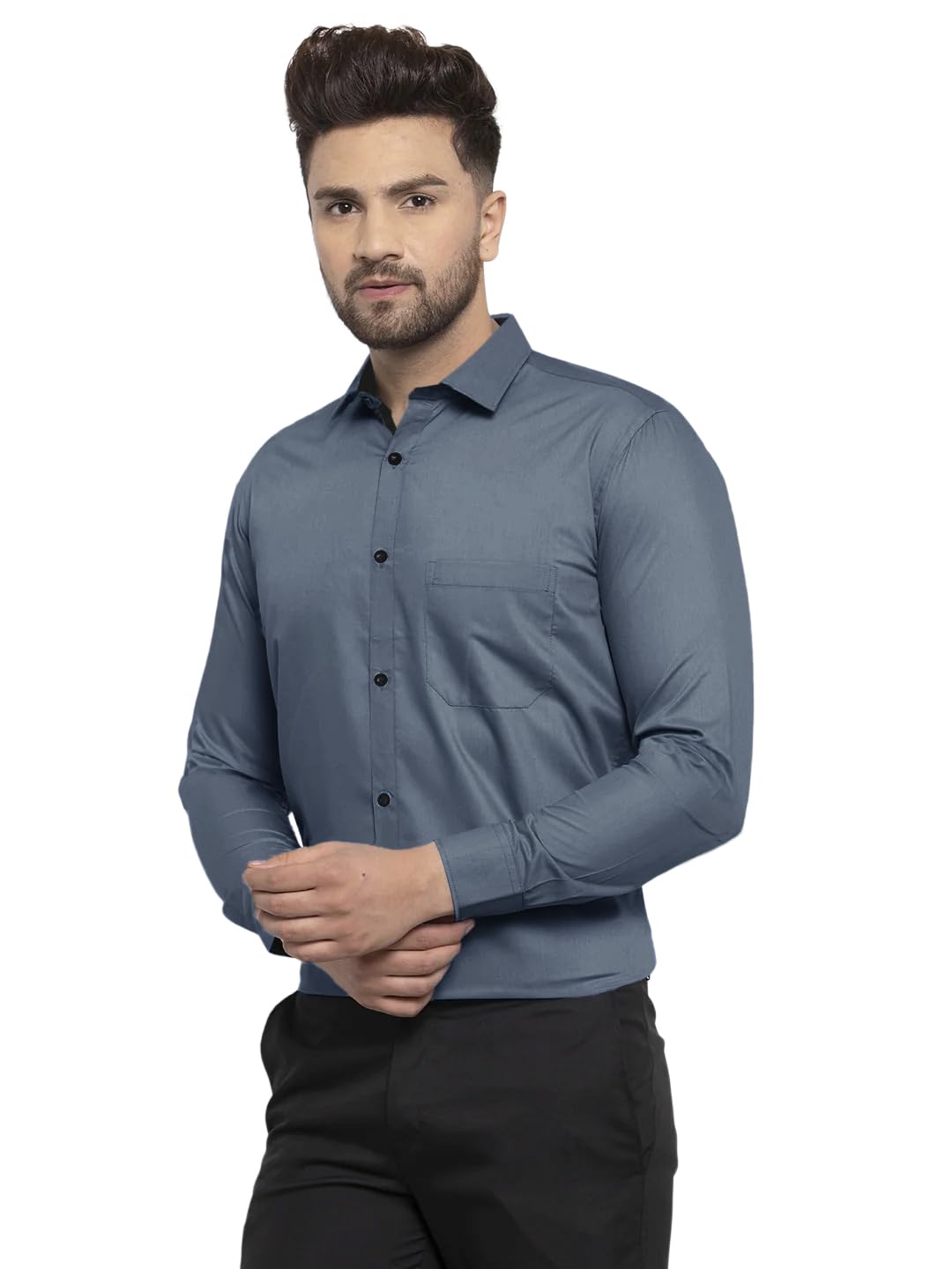 Pinkmint Mens Long Sleeve Button Down Shirt for Men Collared Casual Formal Soild Shirt