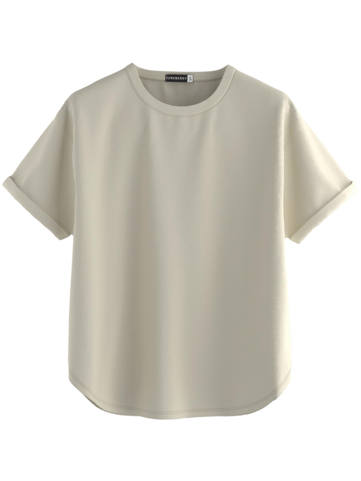 Juneberry Pure 100% Cotton Oversized Loose Baggy Fit Round Neck With Drop Shoulder Black & White & Swanwhite Half Sleeves Boyfri