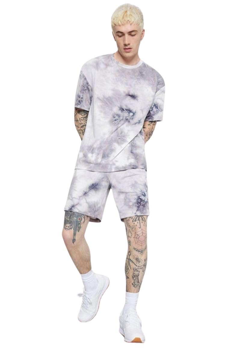 Leriya Fashion Unisex Night Dress || Tie-Dye Night Wear Set || Beach Wear Summer Wear Short Pajama Set || Sleepwear Loungewear T