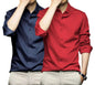 Deelmo Combo Of MenS Stylish Solid Satin Casual Shirt For Men Full Sleeves| Poly Satin Silk Shirt Pack Of 2 Navy-Red