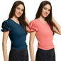 Tee Projekt Womens Solid Polyester T-Shirt for Women || Regular Wear || T-Shirt for Women ||Combo || Western T Shirts (Pack of 2