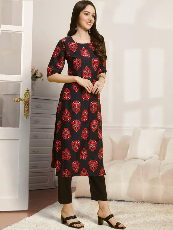 Pinkmint Kurta & Pant Set ll Printed Kurti ll Combo Kurta Set ll (Pack of 2) Red-Black