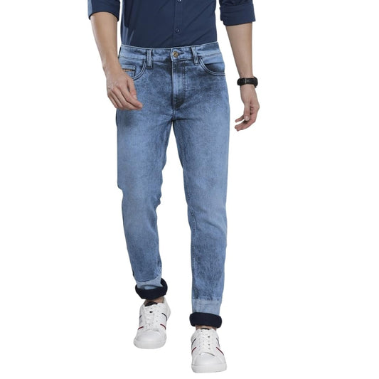 The Indian Garage Co Men Regular Fit Colorblocked Mid-Rise Stretchable Jeans Blue