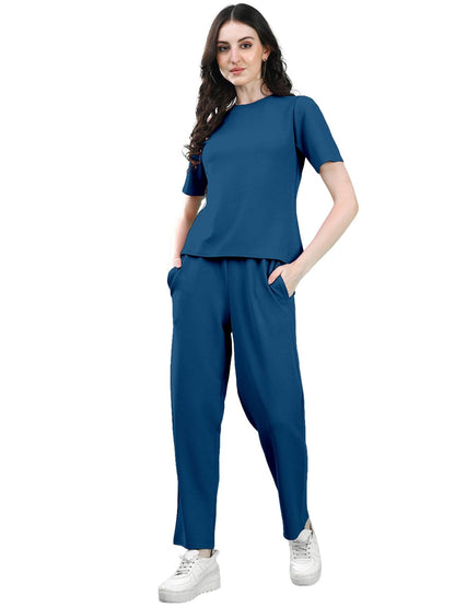 Selvia Co-Ords Set For Women|Lycra Top & Trouser Set|Casual Co-Ords Set For Women|Solid Two Piece Co-Ord Set|Sports Wear Co-Ords