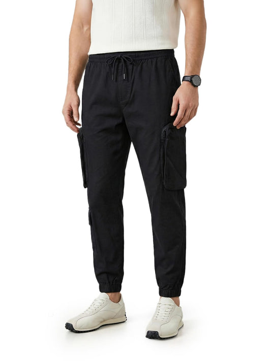 The Indian Garage Co Mens Mid-Rise Stretchable Relaxed Fit Joggers