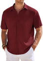 CB-COLEBROOK Mens Waffle Knit Textured Button-Down Wrinkle Free Casual Shirts, Short Sleeves, Summer Beach Tops (in, Alpha, XL,