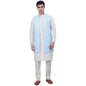 Jompers Mens Solid Kurta Pyjama Set With Woven Design Waistcoat Jacket