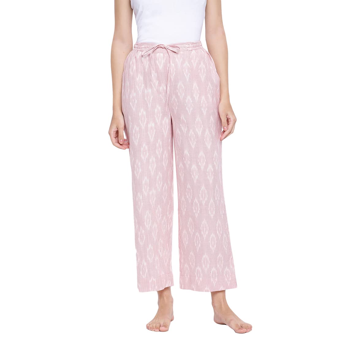 Fabindia Women Cotton Ikat Pyjama Pink_M