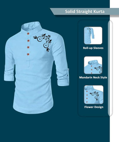 Deelmo Full Sleeve Short Kurta Shirt With A Trendy Mandarin Collar Crafted From A Premium Cotton Blend For Comfort Ideal For Men