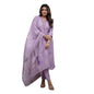 Naixa WomenS Purple Rayon Slub With Cotton Inner Embroidered Straight Kurta With Rayon Slub Pant And Chanderi Cotton Printed Du