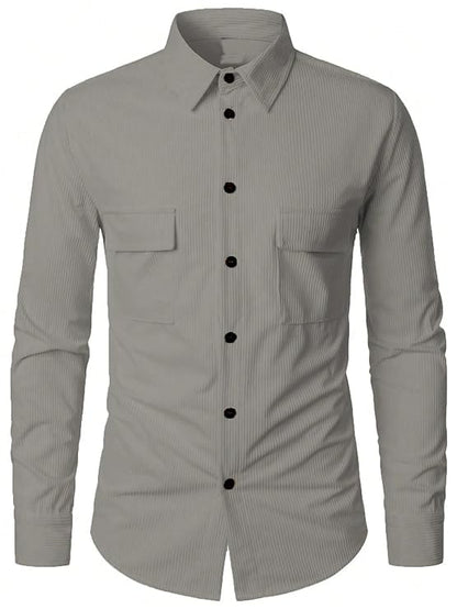 Trillmixa MenS Polyester Shirt With Spread Collar Neck Full Sleeves Two Side Pockets Solid Pattern Relaxed Fit And Standard Len