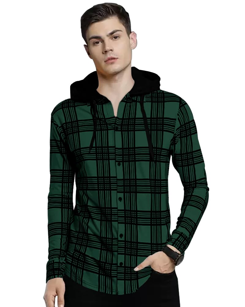Noble Monk MenS Checkered Long Sleeve Shirts |Button Down Shirts With Hoodie