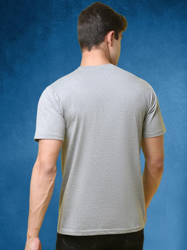 Pinkmint Combo T-Shirt for Men Cotton Blend Casual Half Sleeve T-Shirt l Active wear l Regular Home T-Shirt (Pack of 2) Grey-Blu