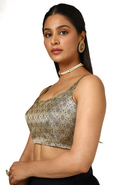 Soch Womens Black Tussar Woven Design Blouse