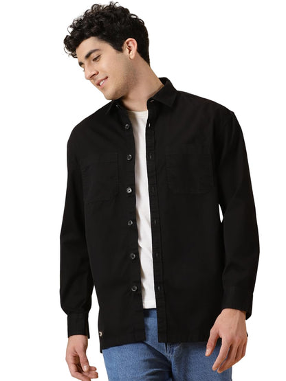 Thomas Scott Mens Oversized Fit Shirt (TS1247_Black
