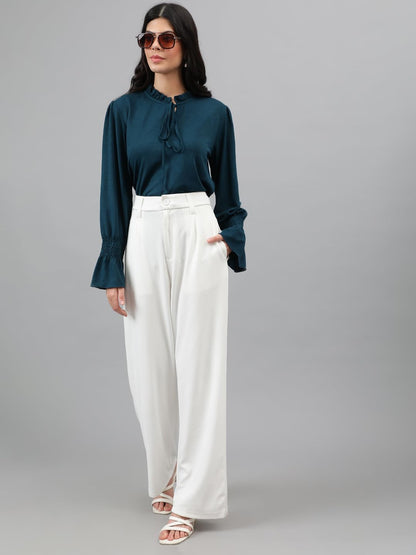 KOTTY Womens Polyester Blend Straight Fit Trousers Bright White