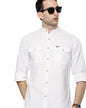The Indian Garage Co Men White Solid Slim Fit Linen Casual Shirt