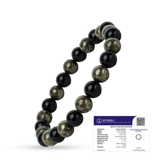 Astrotalk Richie Rich Bracelet | Money Magnet Crystal for Wealth, Confidence & Protection | With Pyrite & Black Obsidian | Bracelet for Man & Woman | Gift for Man & Woman
