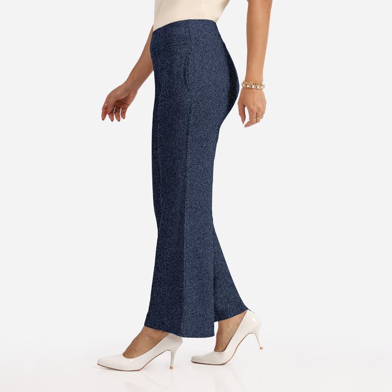 BlissClub Work-to-Wine Twill Flare Pants -Tall Above 55, Twill Pattern, Cotton Pants, Breathable and Stretchy