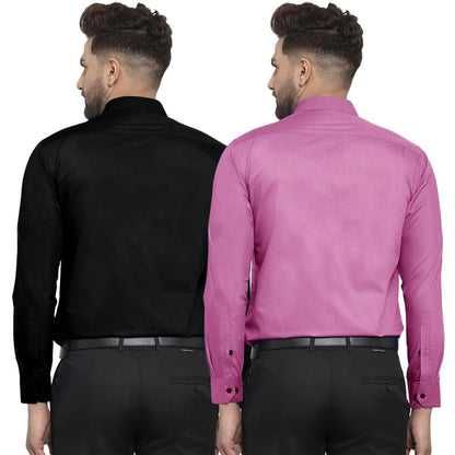 Pinkmint Mens Cotton Soild Full Sleeve Spread Collar Casual Combo Formal Shirt