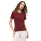 Nobero WomenS Solid Regular Fit T-Shirt (1W-Twts-R0003_Wine Red