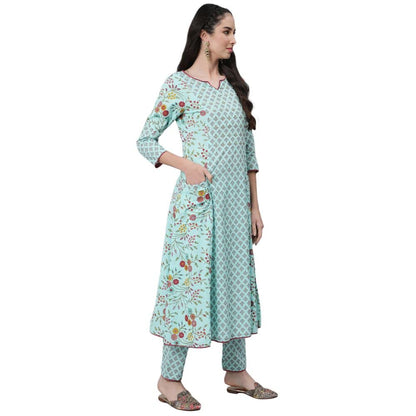 anubhutee Women's Cotton Blend Kurta Trouser with Dupatta Set