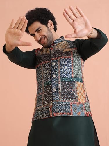 Kisah Nehru Jacket For Men  Printed Cotton Blend Modi Jacket | Ethnic & Formal Waist Coat For Weddings, Parties & Office Wear
