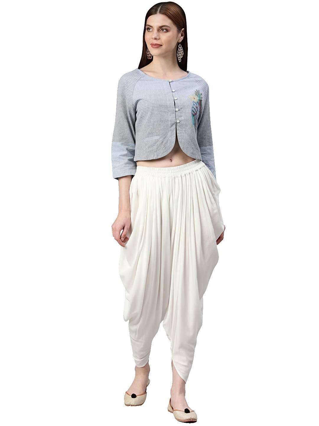Digital Shopee Women Stylish Dhoti Pants Salwar Bottom Wear For Girls/Womens/Ladies (Xl, White)