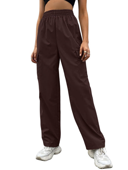 Leriya Fashion WomenS Parachute Cargo Pants  High Waist Flared Korean Trousers With Pockets | Trendy Casual Wear For Daily & Tra