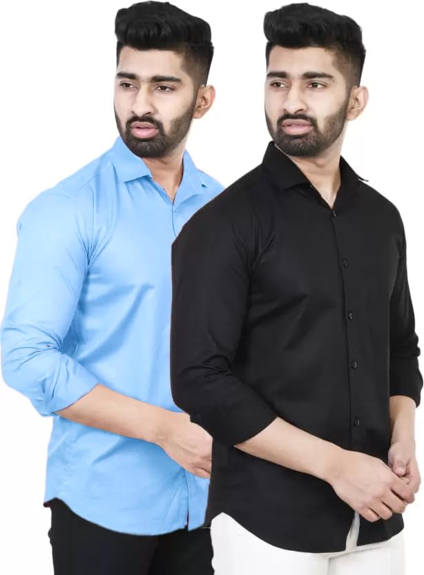 Tee Projekt Premium Plain Cotton Shirt for Men | Cotton Shirt | Casual Shirt | Solid Shirt | Full Sleeves | Formal Shirt (NS-ST1