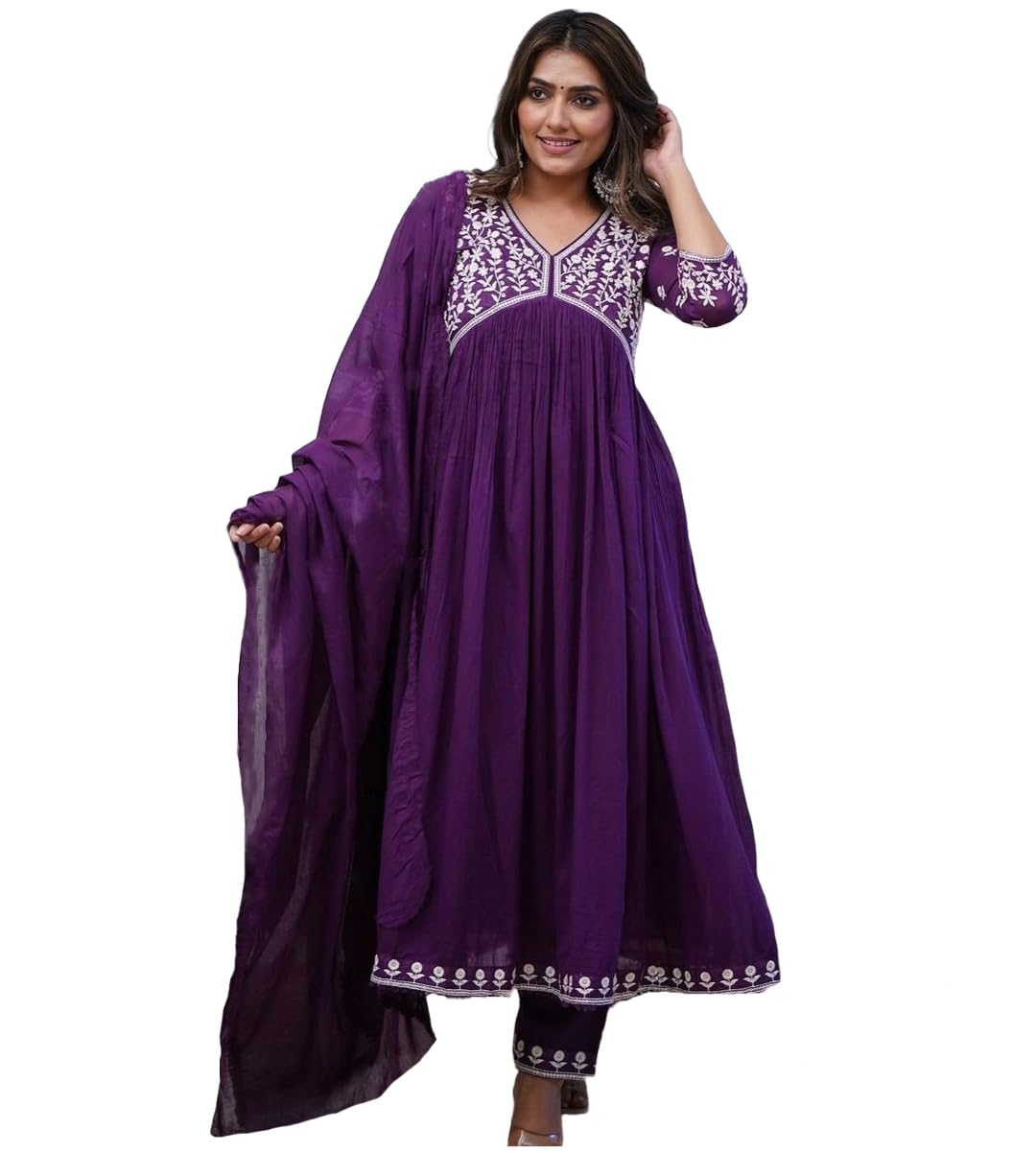 ANNI DESIGNER Women s Kurta with Trousers and Dupatta, Begani, 44